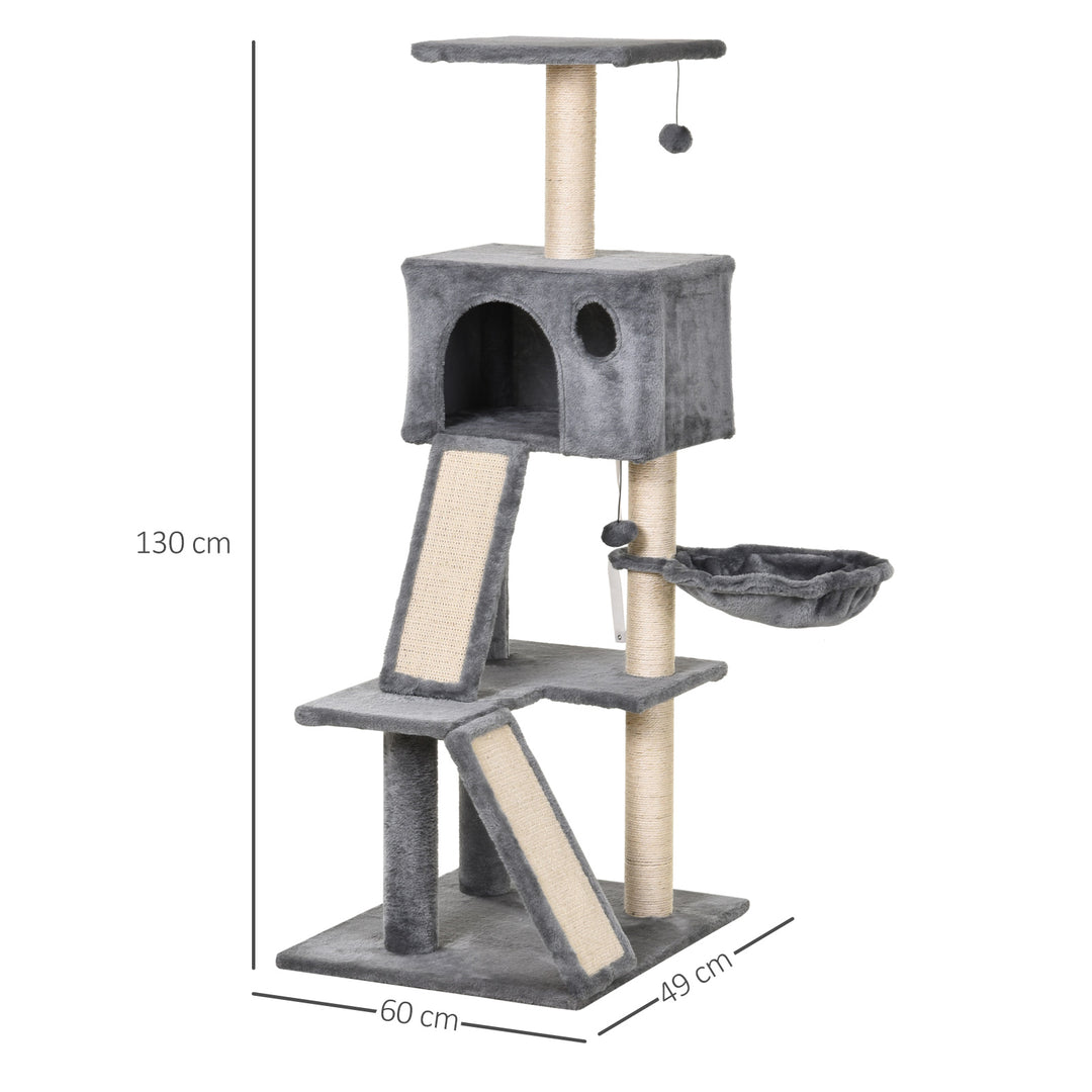 51" Cat Tree,Activity Tower with Condo  Scratching Posts Ladders and Two Toys for Kitty Pet Climbing Relaxing and Playing