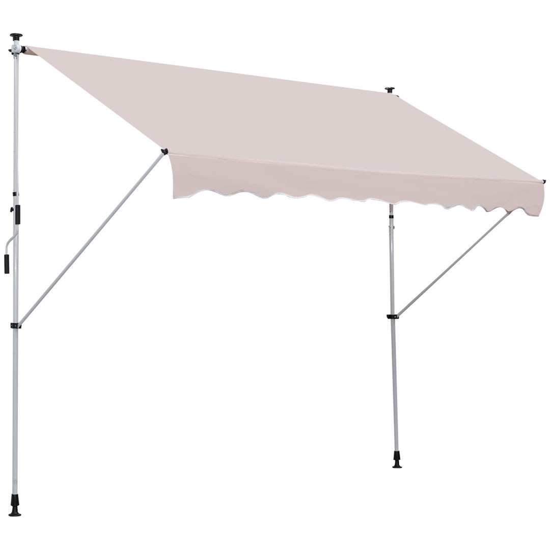 3x1.5m Garden Patio Manual Awning Canopy Sun Shade Shelter Retractable Adjustable Aluminium Frame Beige