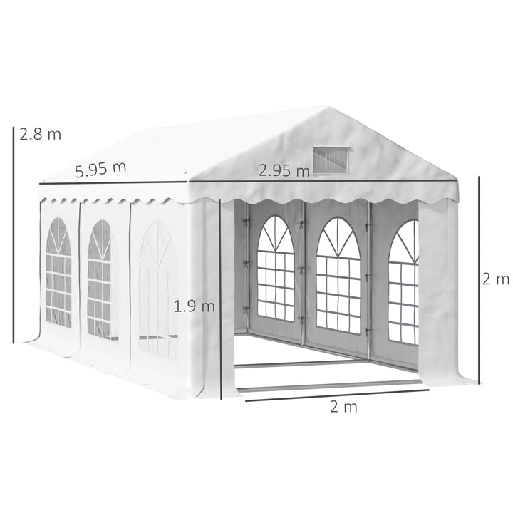 Outsunny 6 x 3 m Gazebo Canopy Party Tent with 4 Removable Side Walls and Windows for Outdoor Event, White