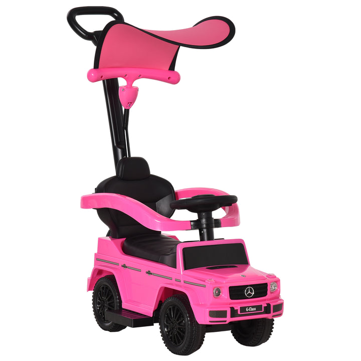 Compatible Ride-On Push Along Car Sliding Walker Mercedes-Benz G350 Walker Foot to Floor Slider Stroller Toddler Vehicle Steering Wheel Pink