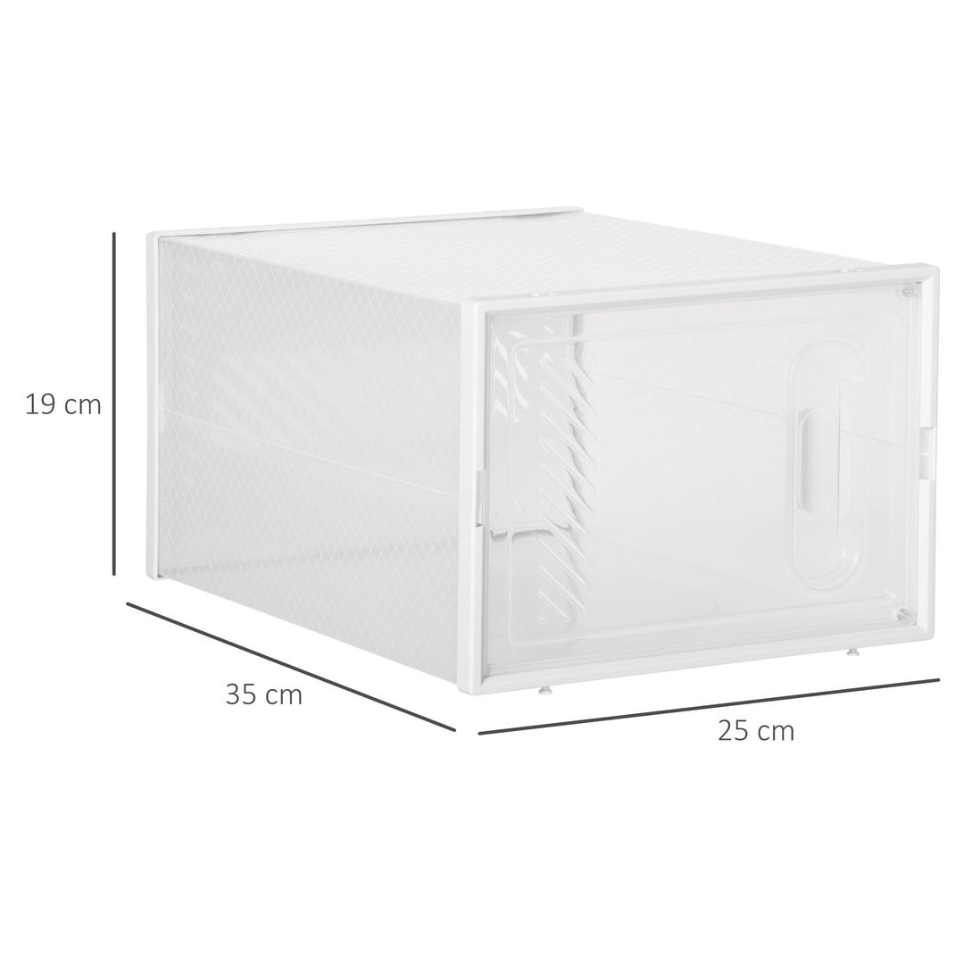 HOMCOM Portable Shoe Storage Cabinet, Cube Storage Organizer for UK/EU Size up to 43 with Magnetic Door for  Women/Men, 25 x 35 x 19cm, Clear and White