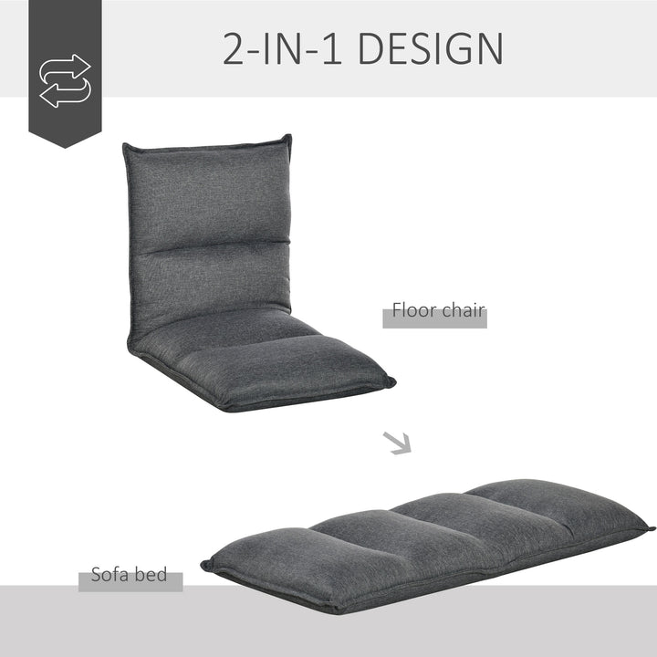 Foldable Padded Sofa with Adjustable Backrest Thick Seat Cushion Lazy Lounge Grey
