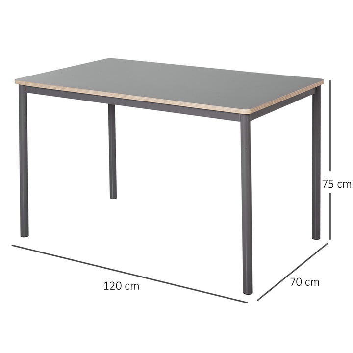 120cm Minimalistic Dining Table w/ Steel Frame Foot Pads Simple Rectangle Style Home Dining Working Display Grey