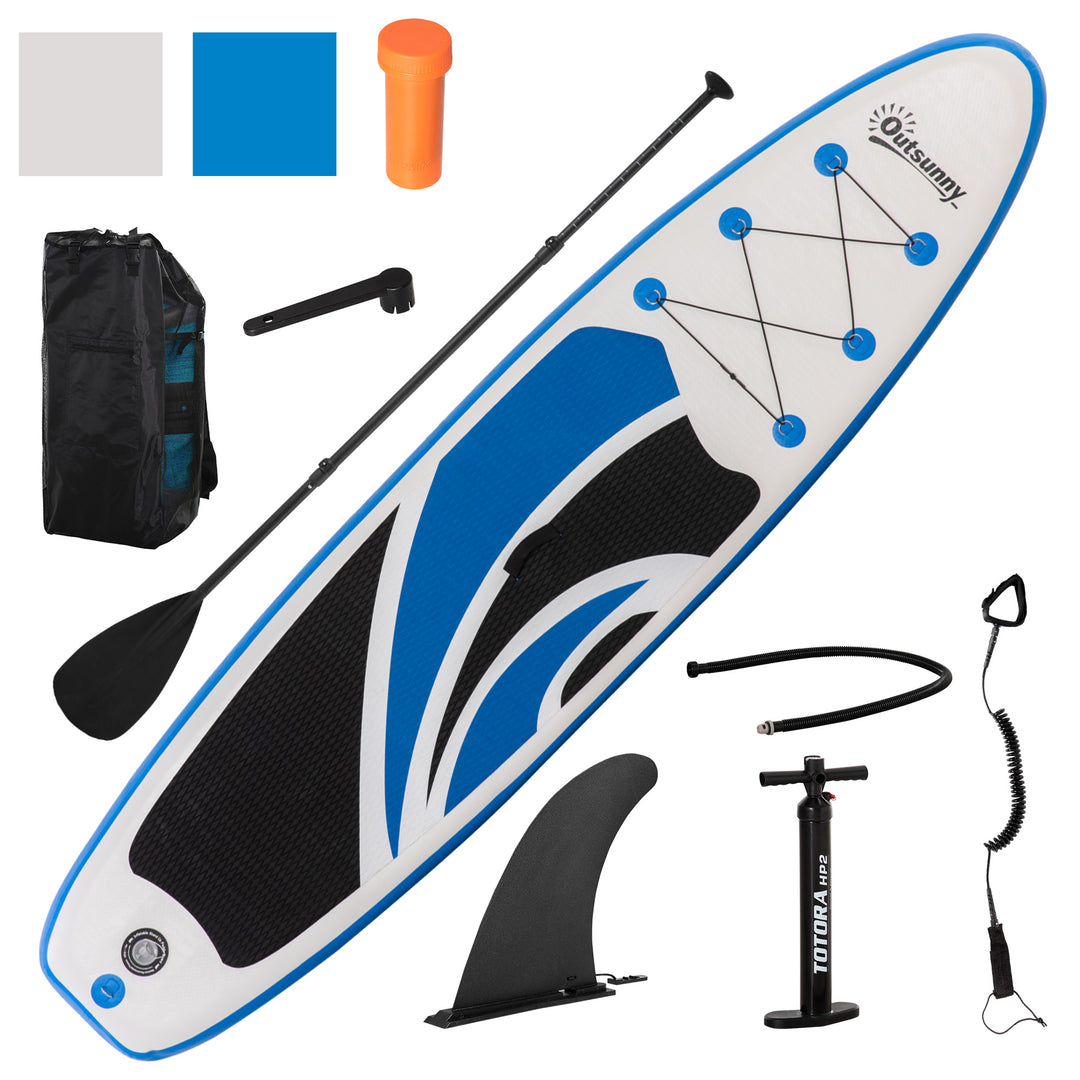 Inflatable 10'6" x 30" x 6" Paddle Stand Up Board, Adjustable Aluminium Paddle Non-Slip Deck Board with ISUP Accessories, 320L x 76W x 15H cm