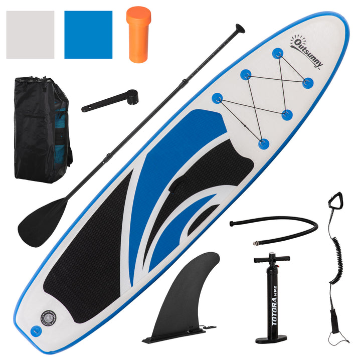 Inflatable 10'6" x 30" x 6" Paddle Stand Up Board, Adjustable Aluminium Paddle Non-Slip Deck Board with ISUP Accessories, 320L x 76W x 15H cm