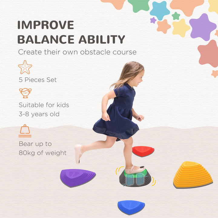 Stepping Stones Kids Balance River Stones 5 PCs Outdoor Indoor, for Obstacle Course, Sensory Play, Stackable, Non-Slip