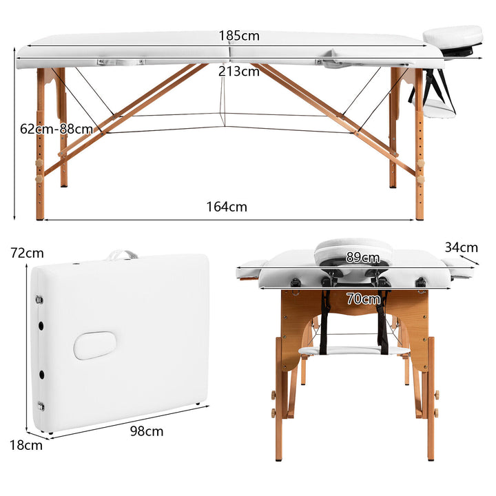 Portable Folding Massage Table with Headrest-White