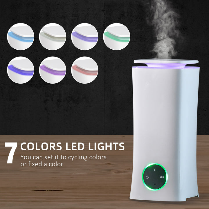 2L Cool Mist Humidifier Ultrasonic Air Humidifier with 7-Colour Lights, 3 Adjustable Mist Mode, Auto Shut Off, 8-10 Working Hours, White