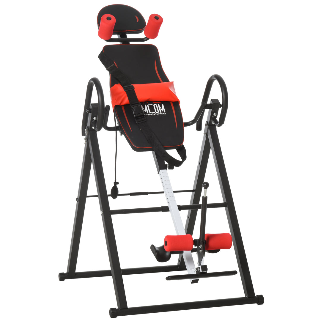 Steel Adjustable Pain Relief Gravity Inversion Table Red/Black