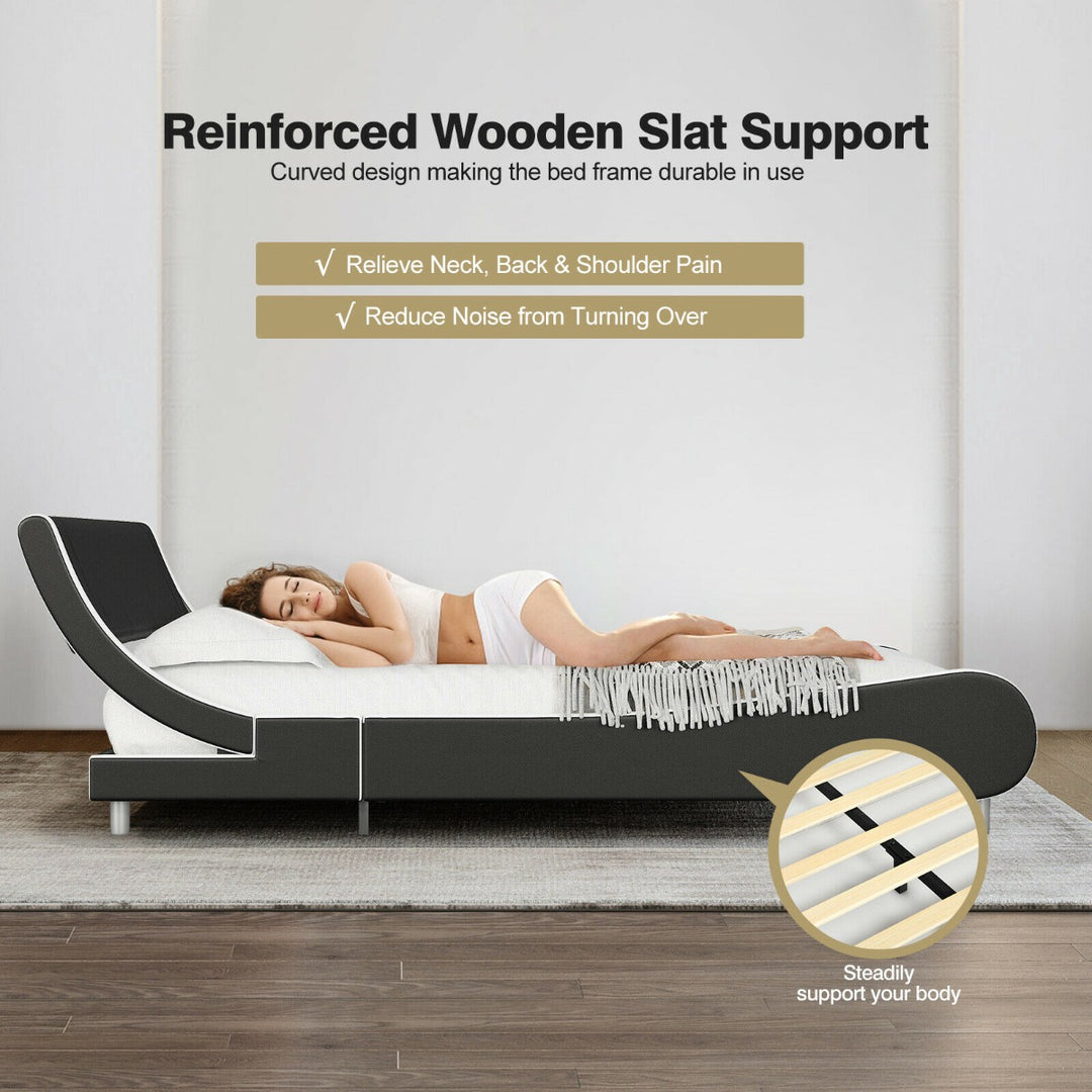 King Size PU Double Bed Frame with Curved Headboard