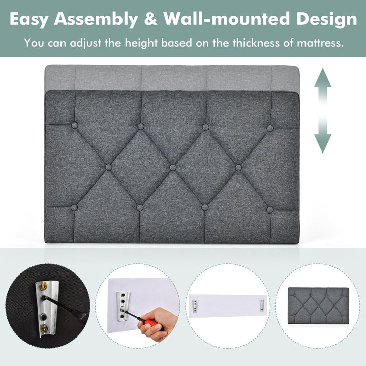 Modern Wall-mounted Upholstered Sponge Padded Headboard-Grey