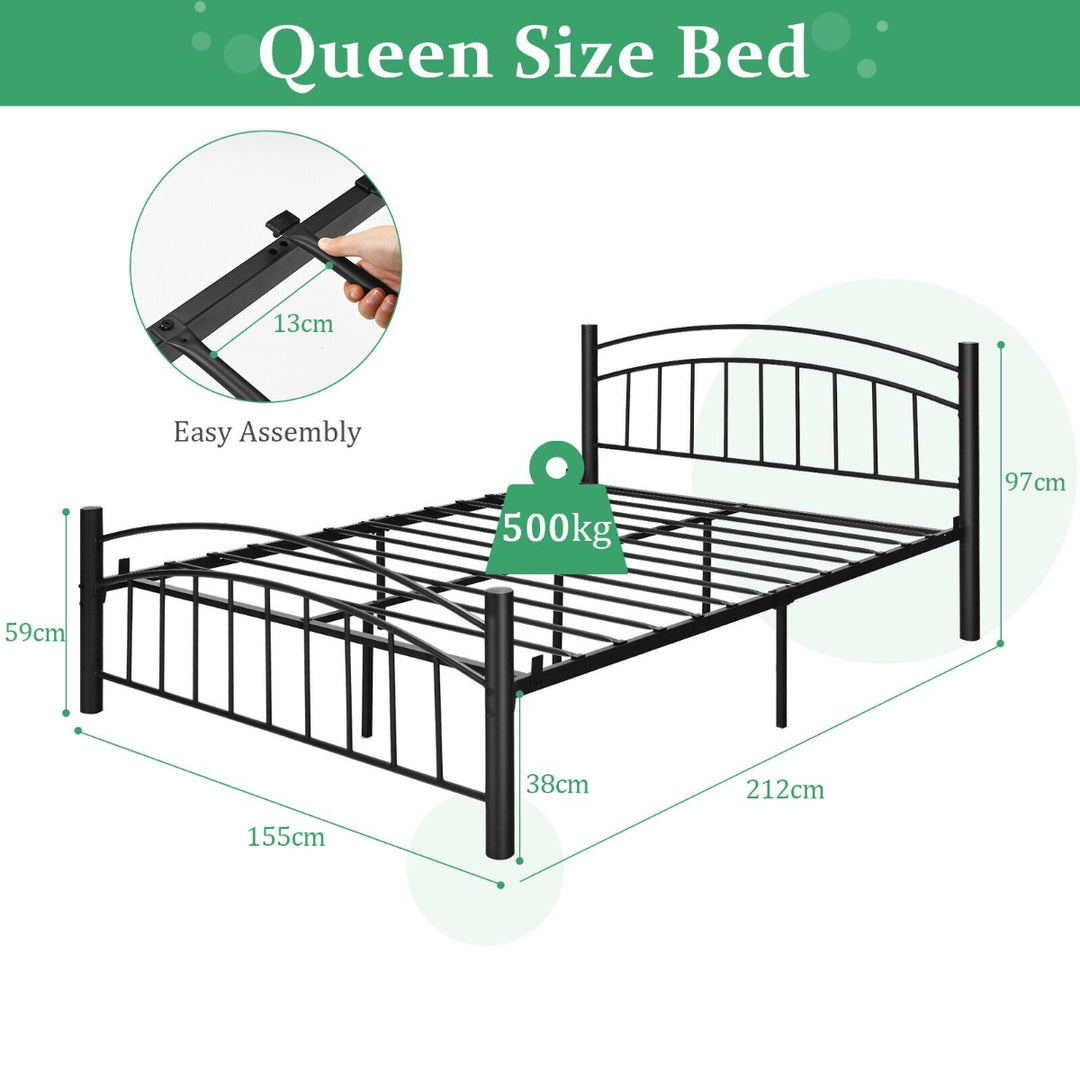 Metal Bed Frame Platform Bed with Headboard for Bedroom-Queen size