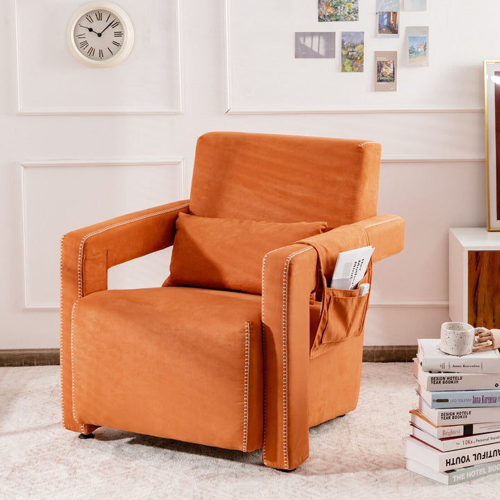 Upholstered Padded Accent Chair- Orange