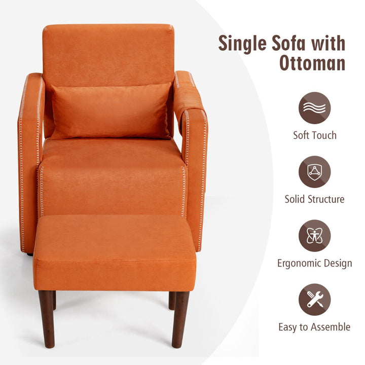 Upholstered Padded Accent Chair- Orange
