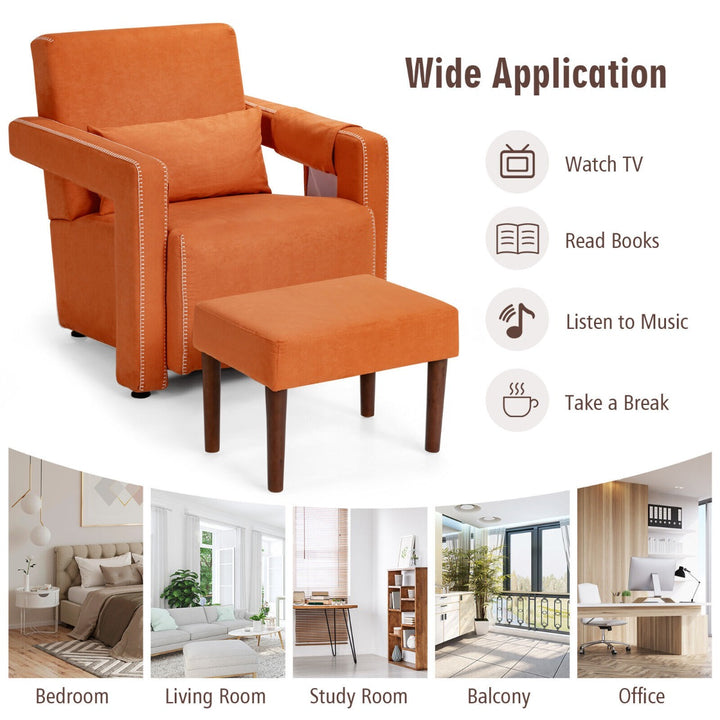 Upholstered Padded Accent Chair- Orange