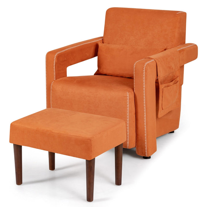 Upholstered Padded Accent Chair- Orange