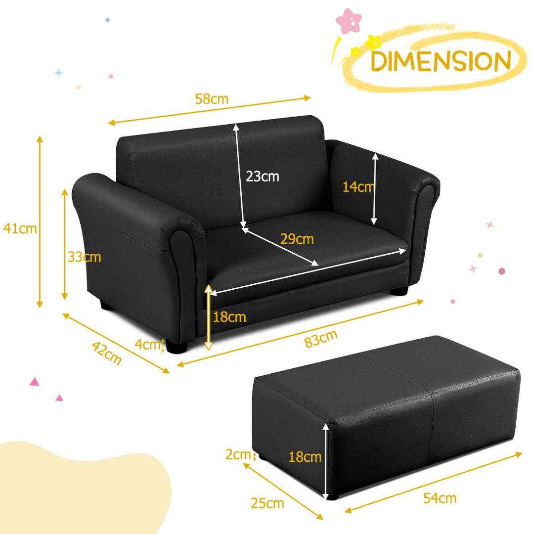 2 Seat Kids Sofa Set with Ottoman