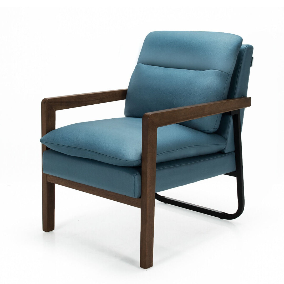 Accent Upholstered Armchair with Padded Backrest-Blue