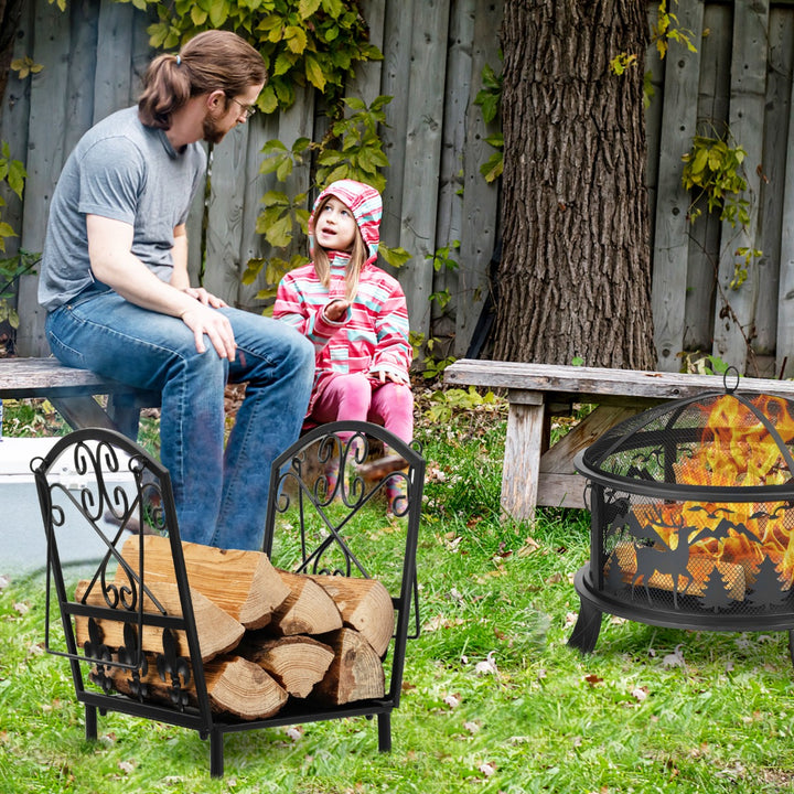 Outdoor Wood Storage Stacking Shelf with Solid Base Board