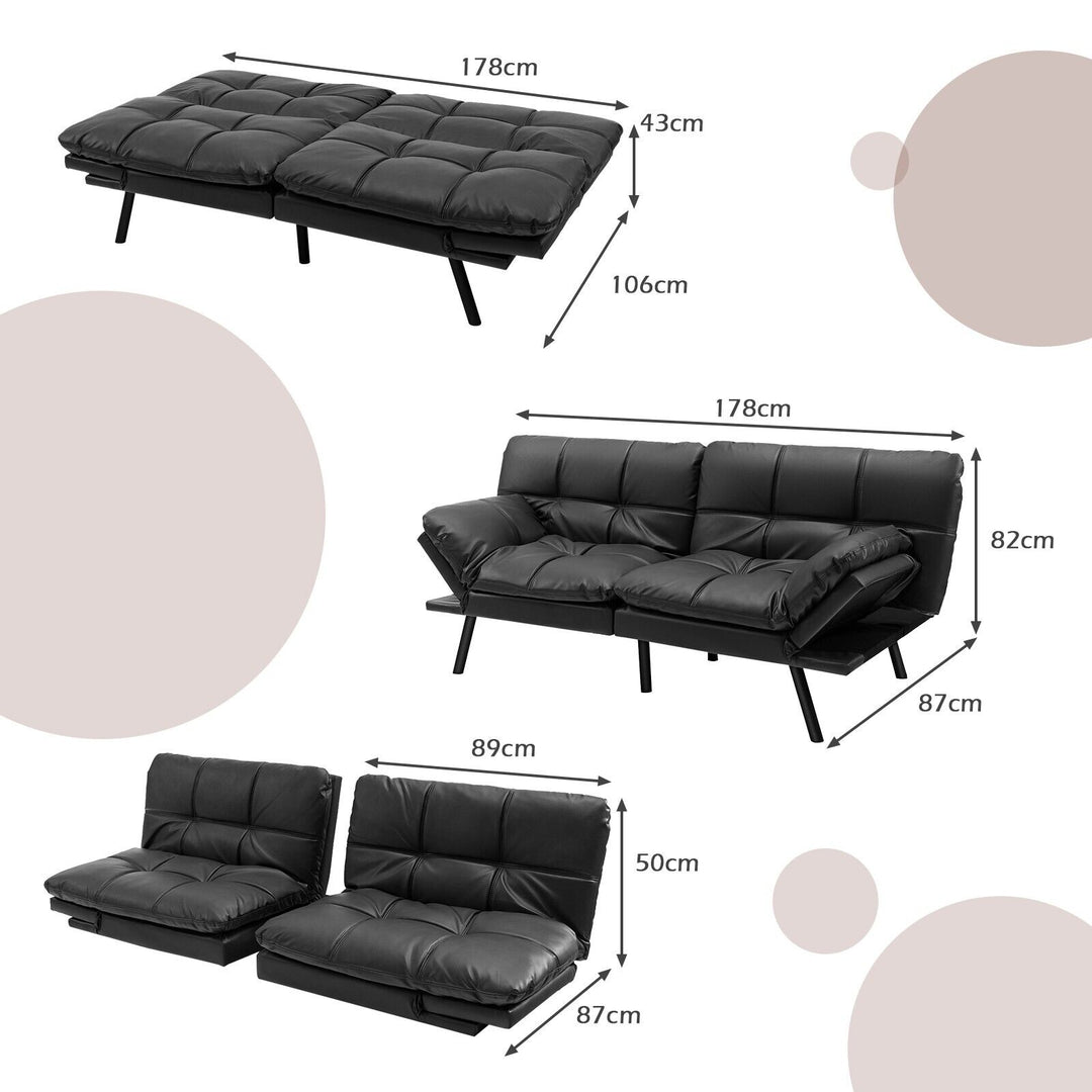 Convertible Sofa Bed with Reclining Backrest-Black