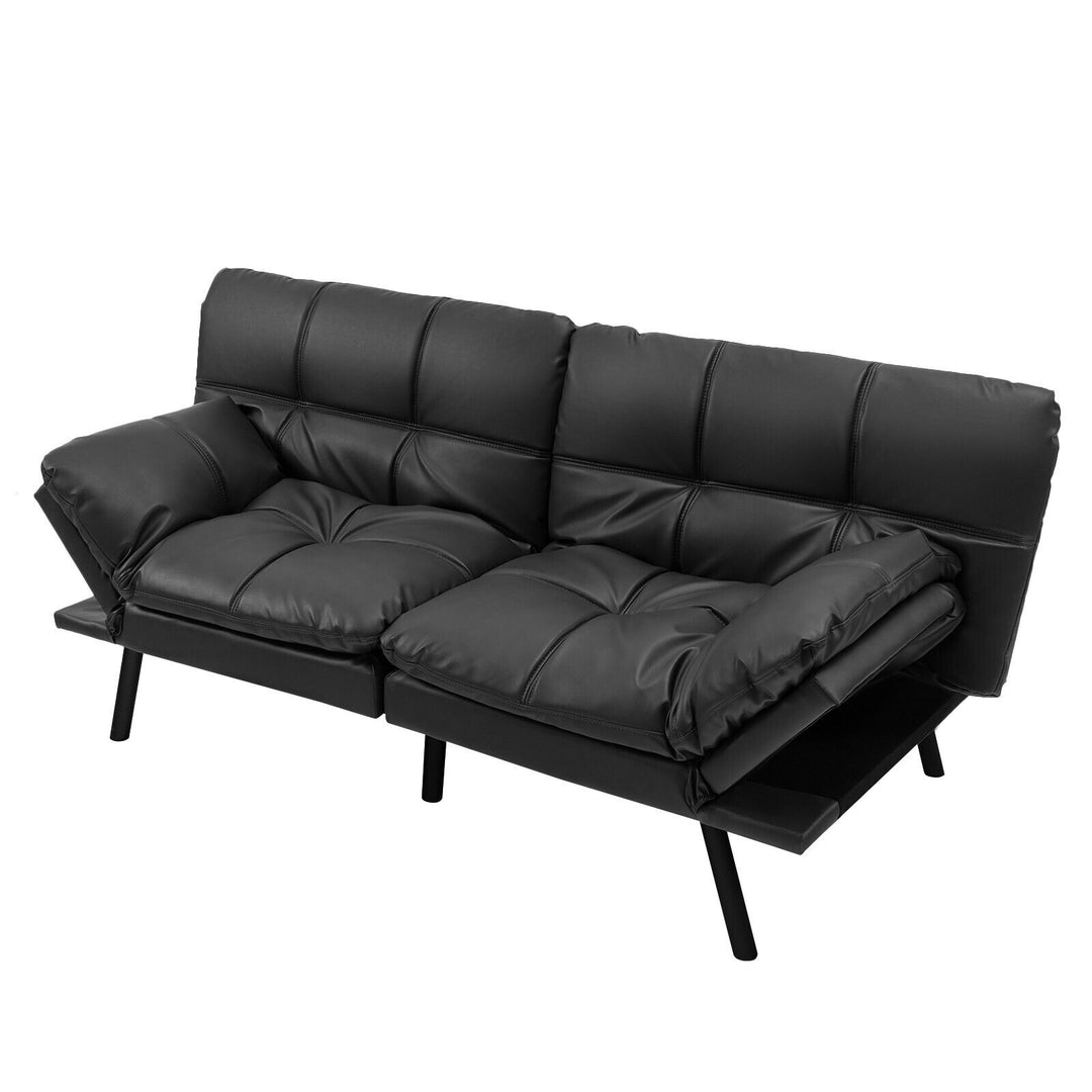 Convertible Sofa Bed with Reclining Backrest-Black