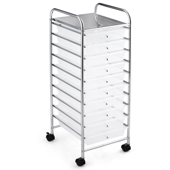 Mobile Storage Trolley with 4 Wheels for Beauty-White