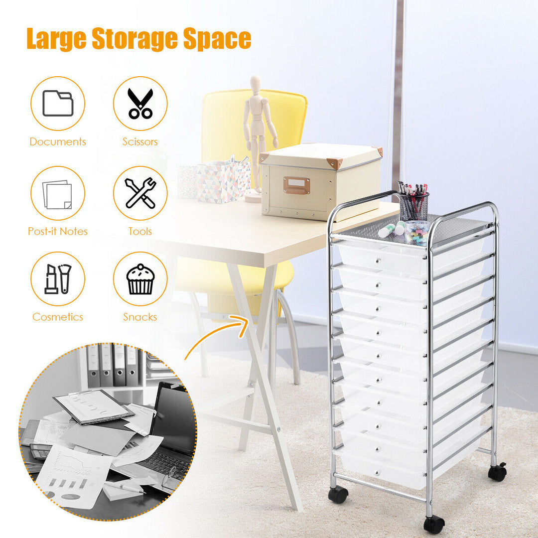 Mobile Storage Trolley with 4 Wheels for Beauty-White