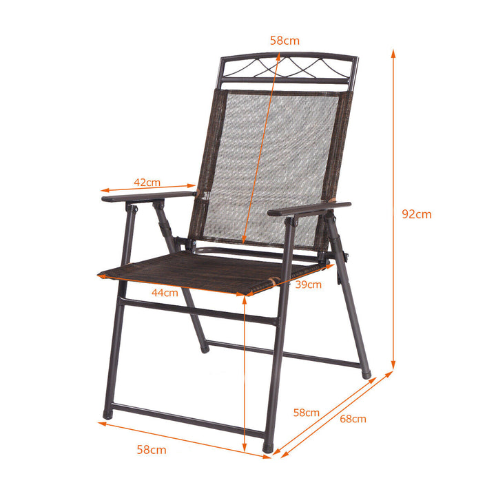 Set of 4 Portable Folding Garden Chairs with Armrests for Outdoor Camping