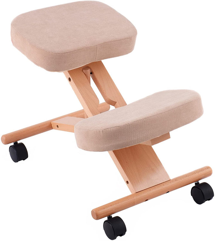 Wooden Orthopaedic Kneeling Stool Ergonomic Posture Frame Seat-beige