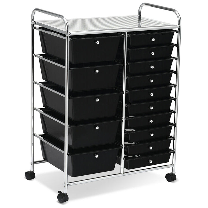 Rolling Storage Cart with 4 Wheels for Beauty Salon-Black