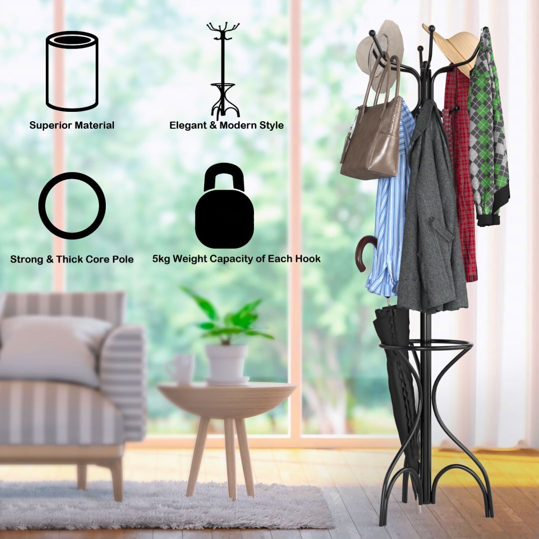 Modern Freestanding Metal Coat Stand- Triangular Base