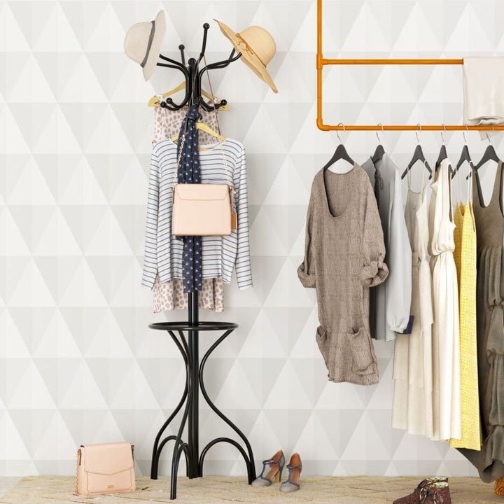 Modern Freestanding Metal Coat Stand- Triangular Base