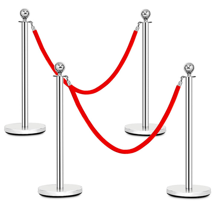 Set of 4 Queue Belt Barriers with 1.5 m Cords