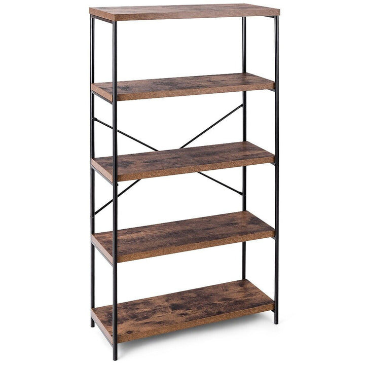Freestanding Wooden 5-Tier Storage Bookshelf