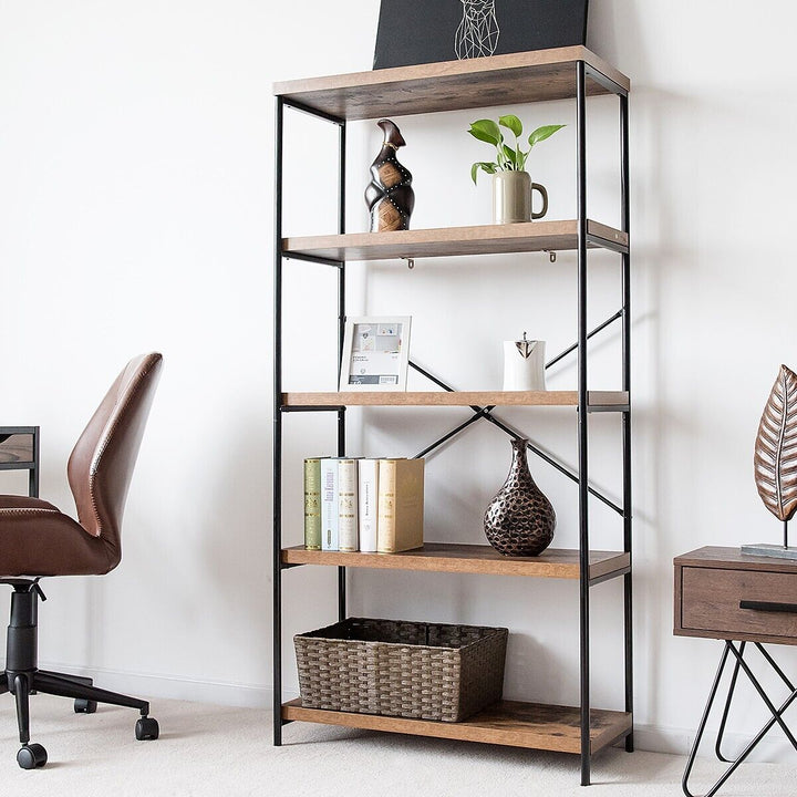 Freestanding Wooden 5-Tier Storage Bookshelf