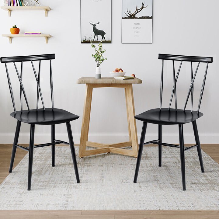 Set of 2 Steel Dining Chairs with Curved Backrest for Restaurant/Cafe