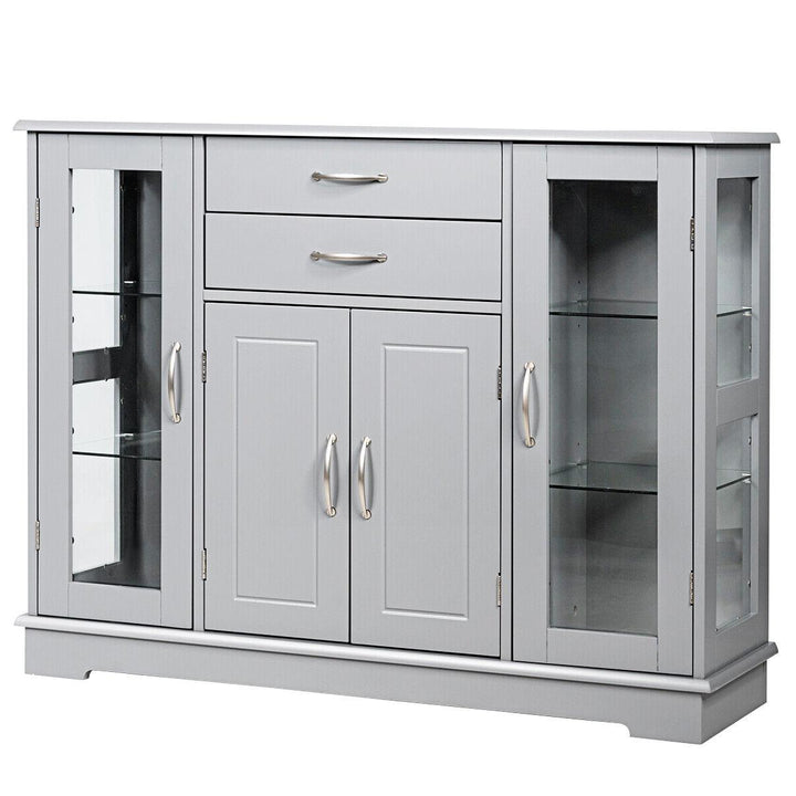 Wooden Buffet Sideboard with Adjustable Shelves- Grey