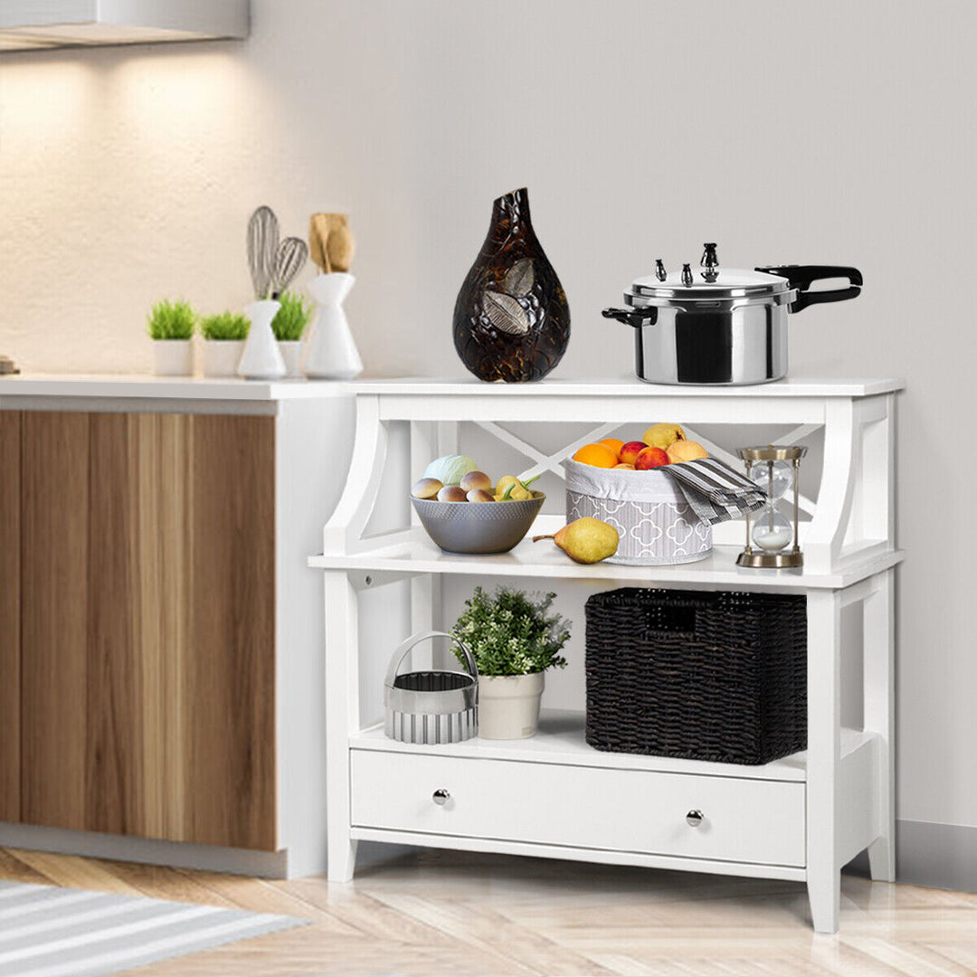 Console Table with a Large Drawer for Living Room-White