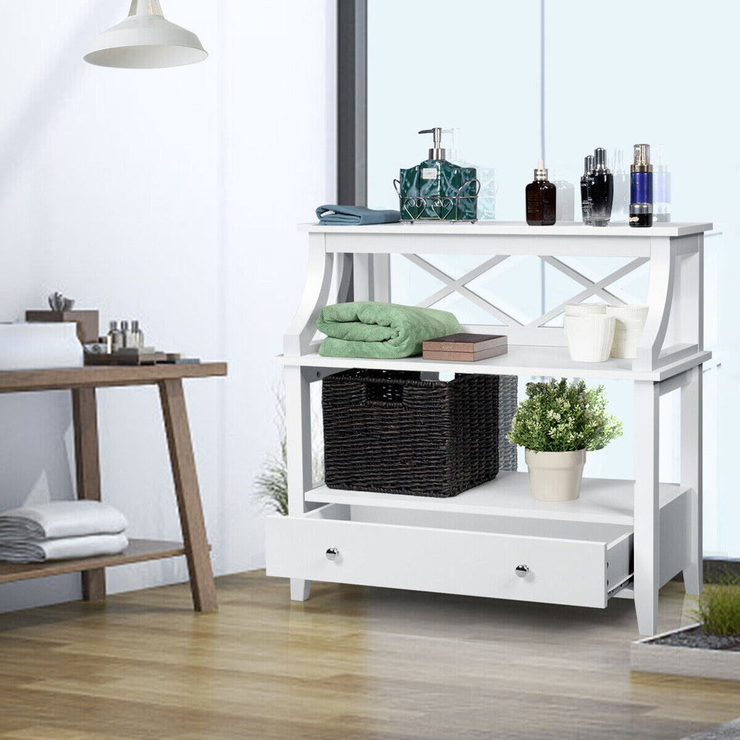 Console Table with a Large Drawer for Living Room-White