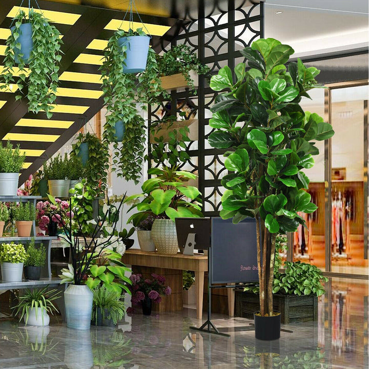 Artificial Fiddle Fig Tree with Plastic Pot