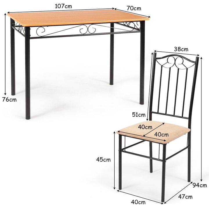 5 Pieces Dining Table and Chair Set with Padded Seat for Bar Kitchen