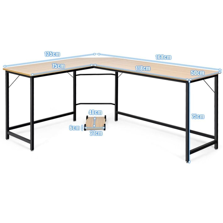 L-Shaped Corner Computer Desk with CPU Stand for Home and Office-Natural