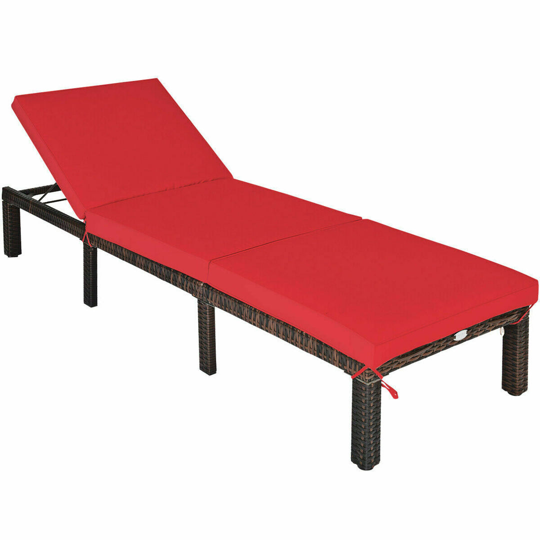 Sun Lounger with Adjustable Backrest- Red