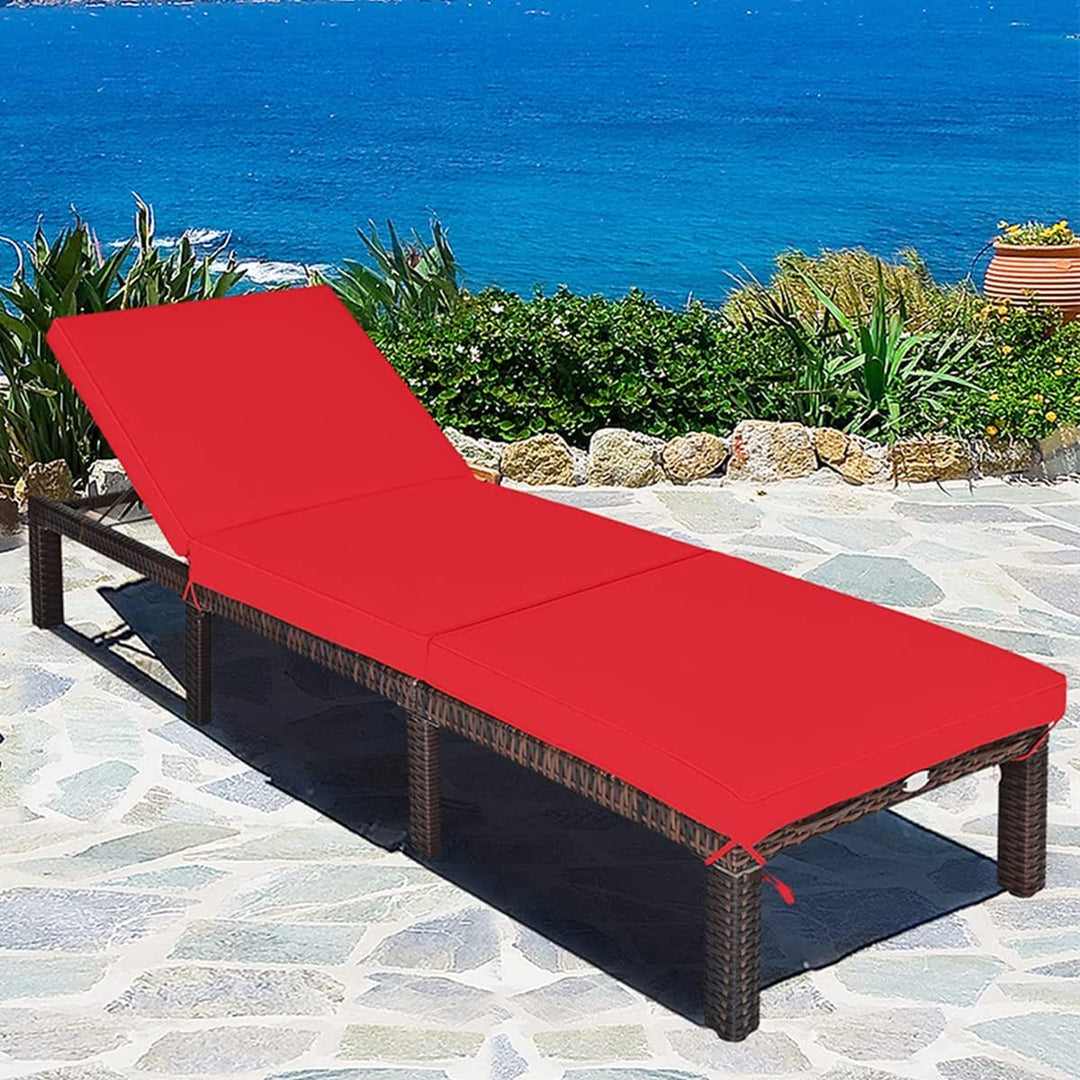 Sun Lounger with Adjustable Backrest- Red