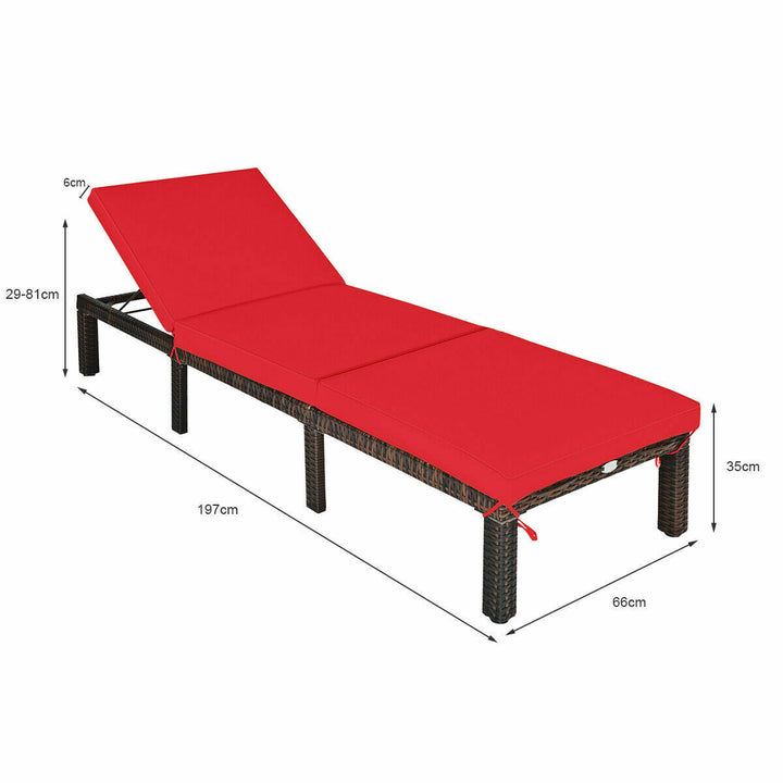 Sun Lounger with Adjustable Backrest- Red