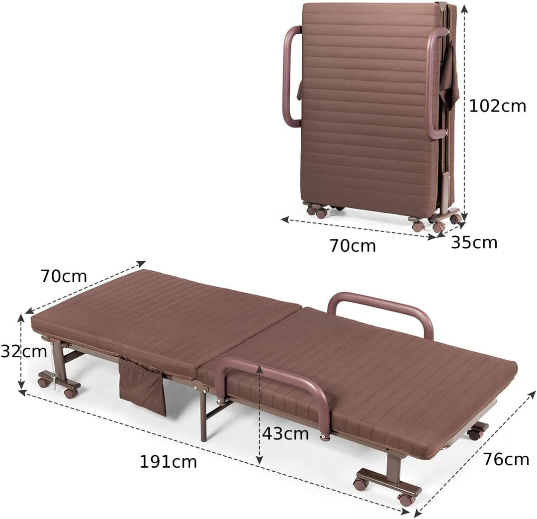 Folding Sofa Bed with Mattress-Brown