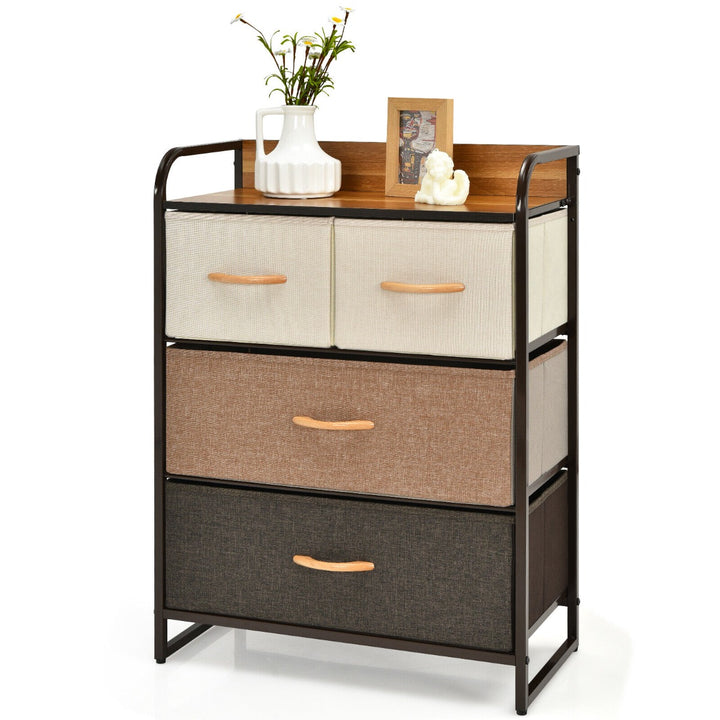 Vertical Dresser Storage Tower with Wooden Top and 4/5 Drawers-4 Drawers