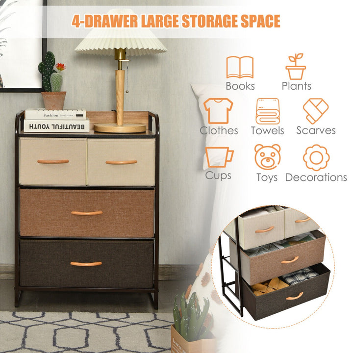 Vertical Dresser Storage Tower with Wooden Top and 4/5 Drawers-4 Drawers