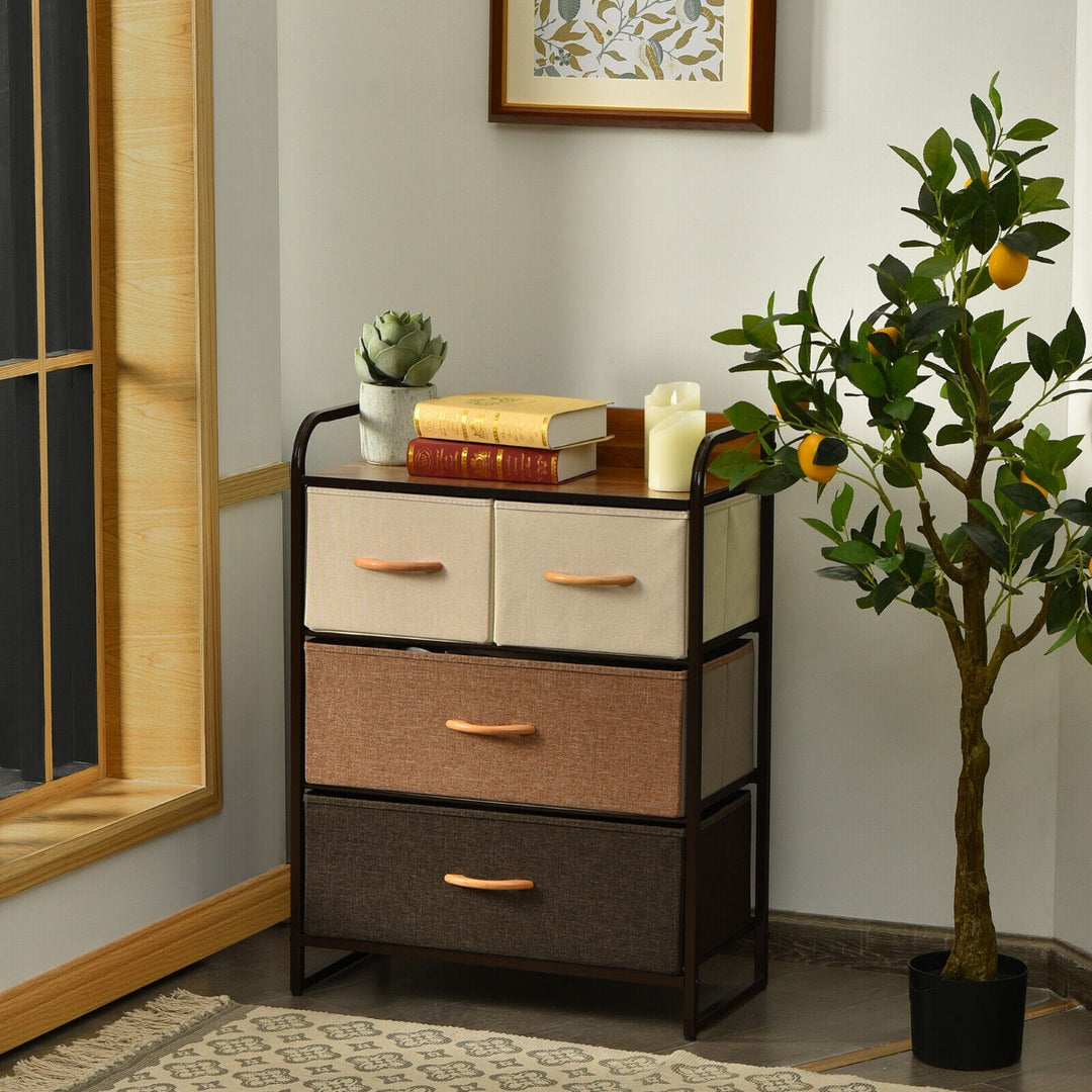 Vertical Dresser Storage Tower with Wooden Top and 4/5 Drawers-4 Drawers