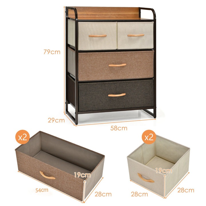 Vertical Dresser Storage Tower with Wooden Top and 4/5 Drawers-4 Drawers